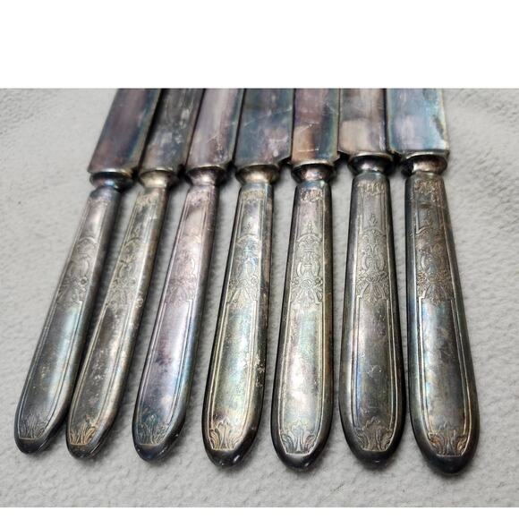 Lot 7 Butter KNIVES 1847 Rogers Bros. Antique AMBASSADOR Silverplate Ca 1919 - Picture 2 of 6
